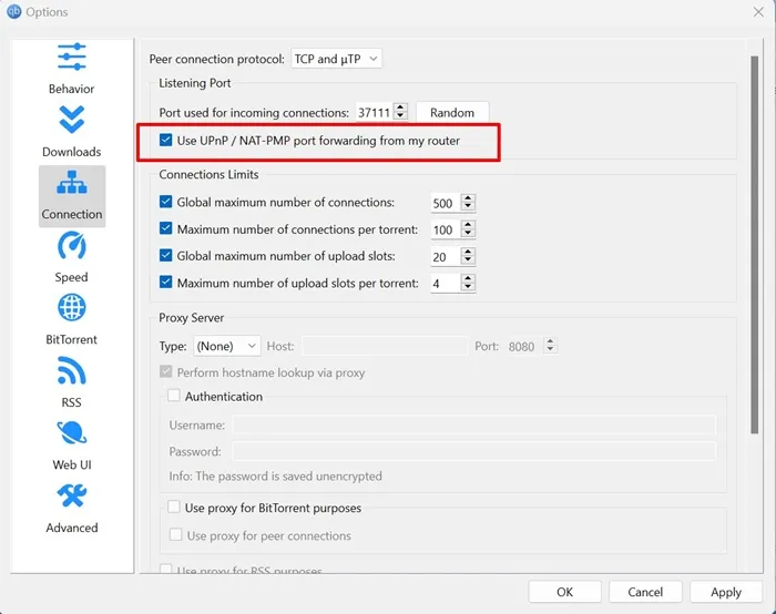 Bruk UPnP / NAT-PMP portvideresending