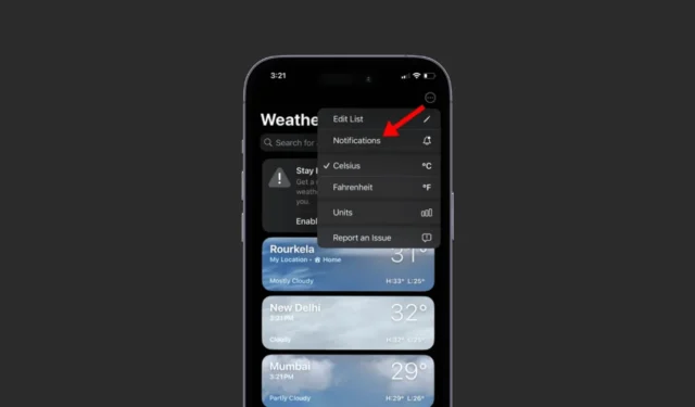 Guia passo a passo para habilitar alertas de chuva no seu iPhone usando o aplicativo Weather