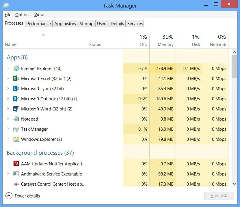 Suchen und schließen Sie den Prozess im Task-Manager