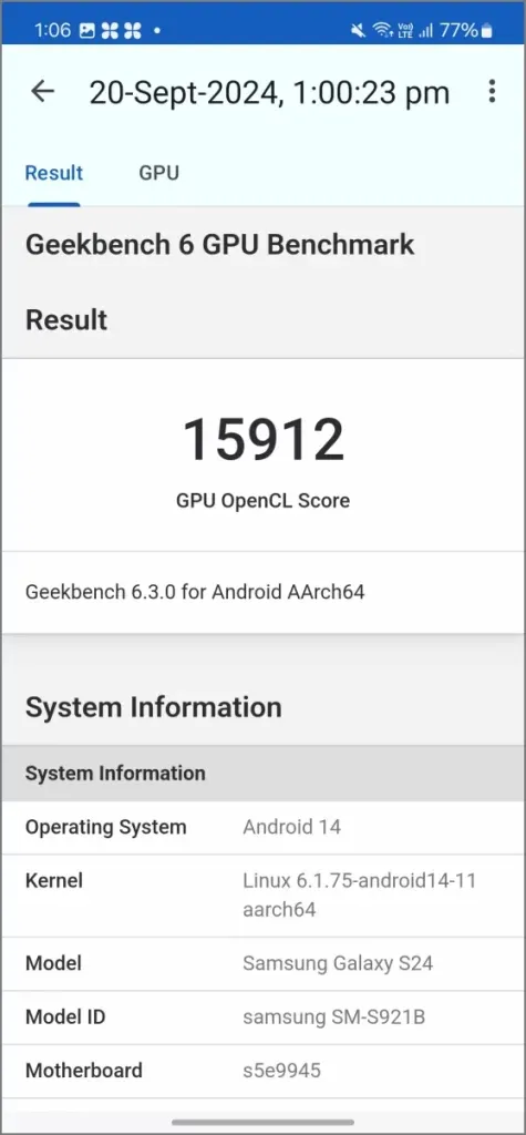 Geekbench 6 GPU - Samsung Galaxy S24