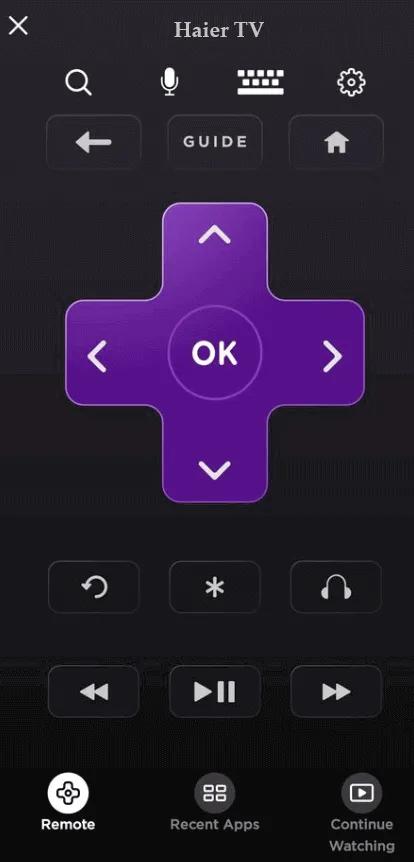 Haier TV Remote App — Roku lietotne