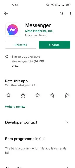 更新 Messenger 應用程式