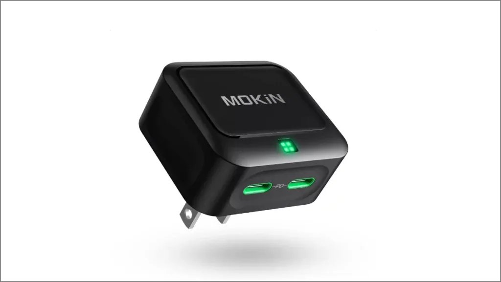 Mokin 40 W USB-C PD divu portu lādētājs ar gaismu iPhone 16 Pro