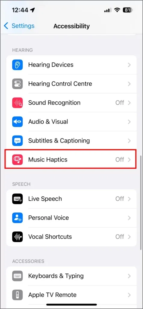 Muziekhaptiek inschakelen in iOS 18-instellingen