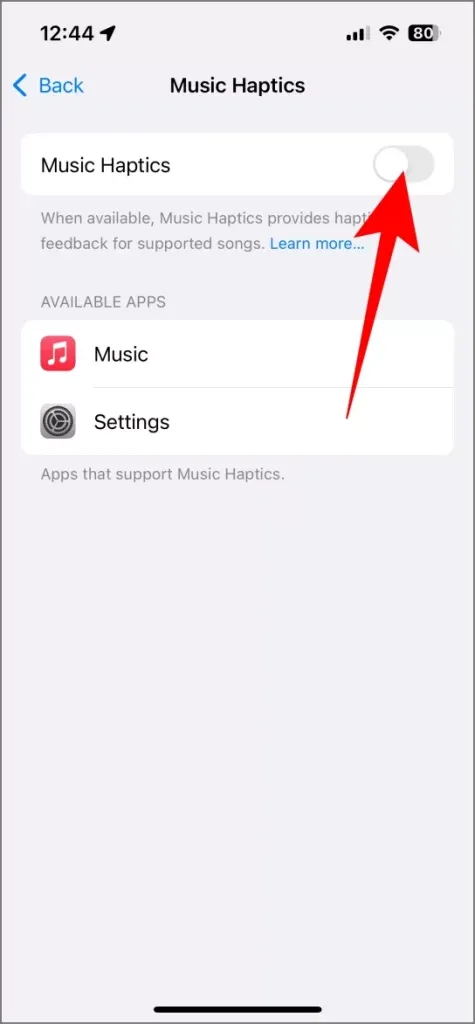 Muziekhaptiek inschakelen in iOS 18-instellingen