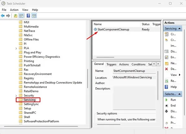 タスク スケジューラ ライブラリ\Microsoft\Windows\Servicing\StartComponentCleanup