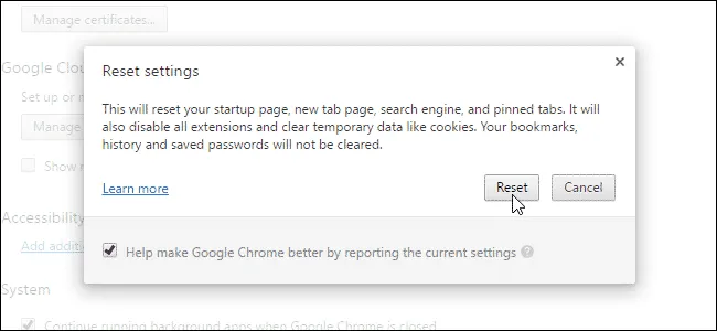 Reset uw webbrowser