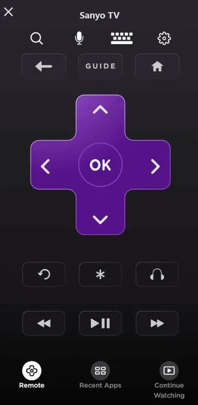 Sanyo TV Remote App - Roku-appen