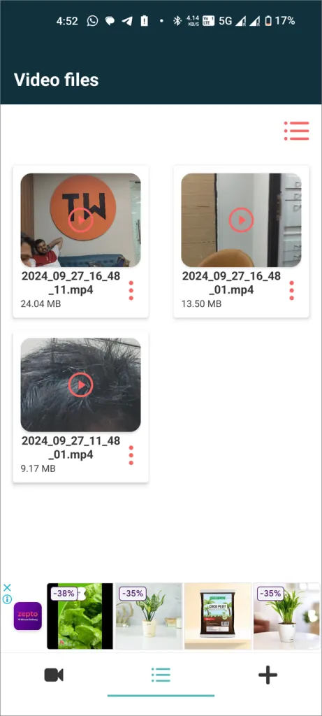 Screenshot der Einstellungen für den Hintergrund-Videorecorder