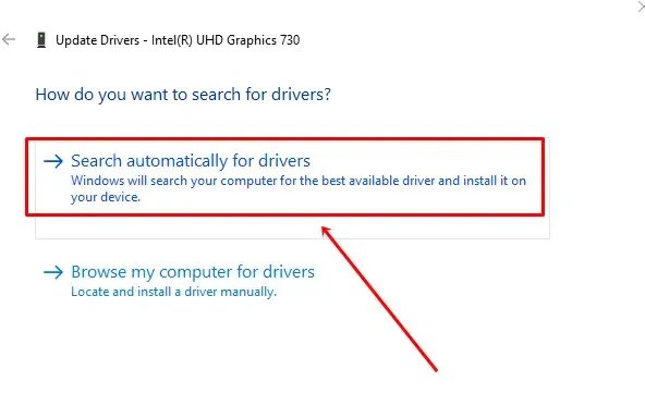 Selezionare Cerca automaticamente il driver