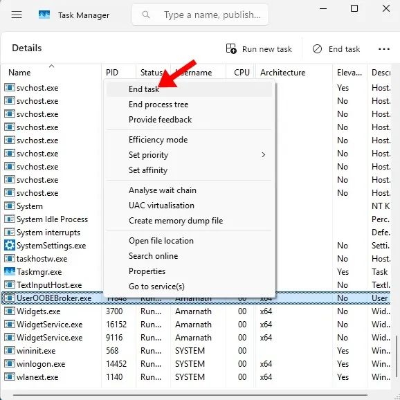 Stop UserOOBEBroker.exe fra Task Manager