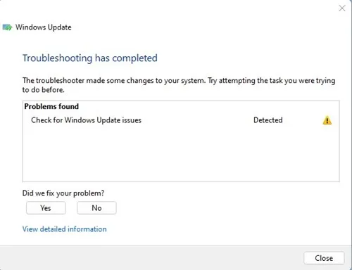 Exécutez l'utilitaire de résolution des problèmes de Windows Update