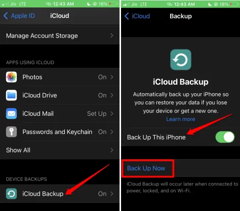 faça backup deste iPhone