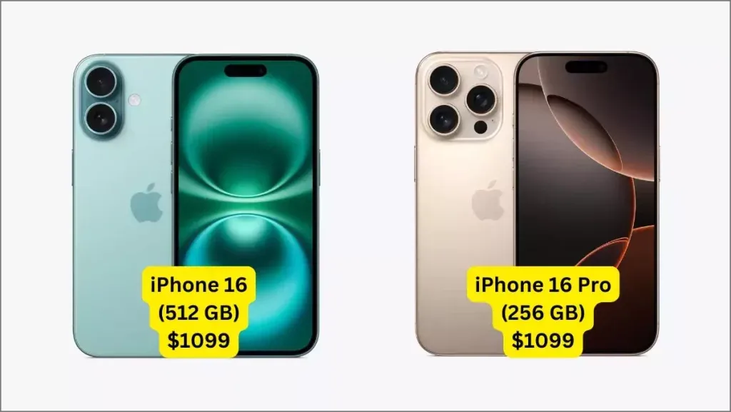 iPhone 16 (512 GB) 対 iPhone 16 Pro (256 GB)