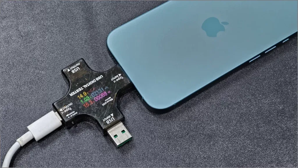 iPhone 16 faktisk ladetestmåler Viser at den ikke støtter 45w hurtiglading