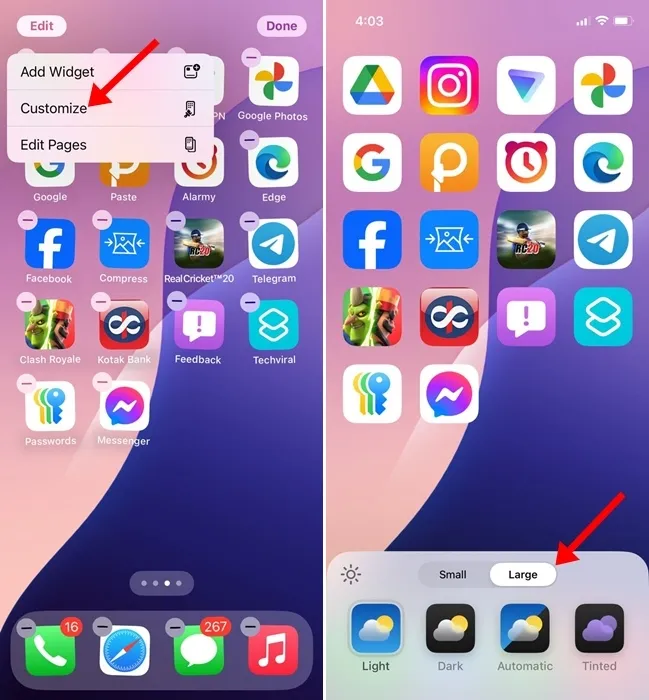 Remover os nomes dos ícones dos aplicativos no iOS 18