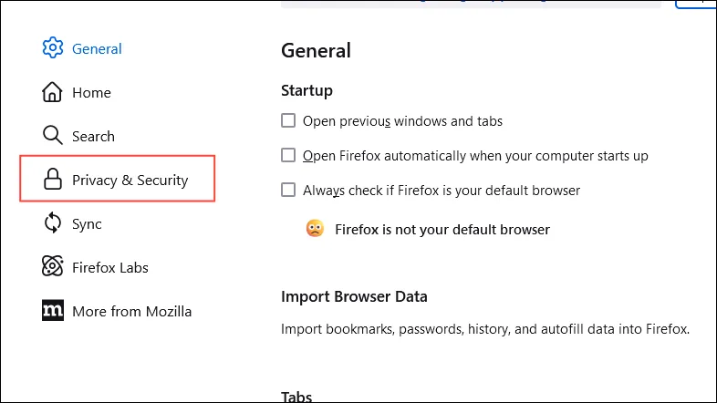 Privacy e sicurezza in Firefox