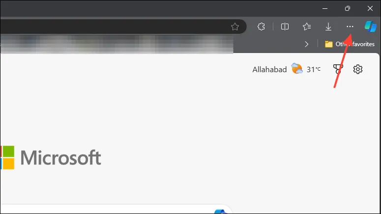 Microsoft Edge izvēlne