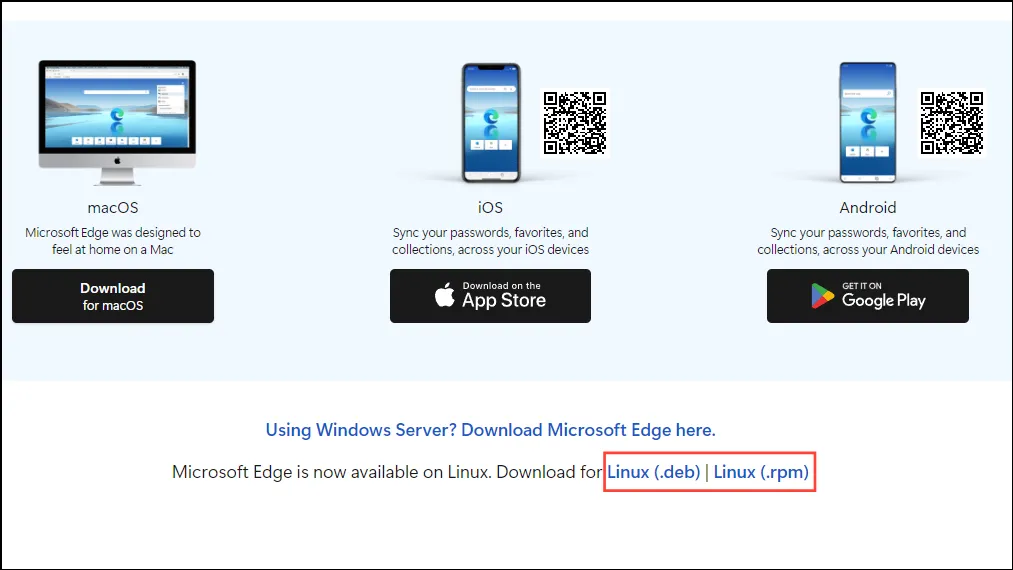 Edge Downloadpagina