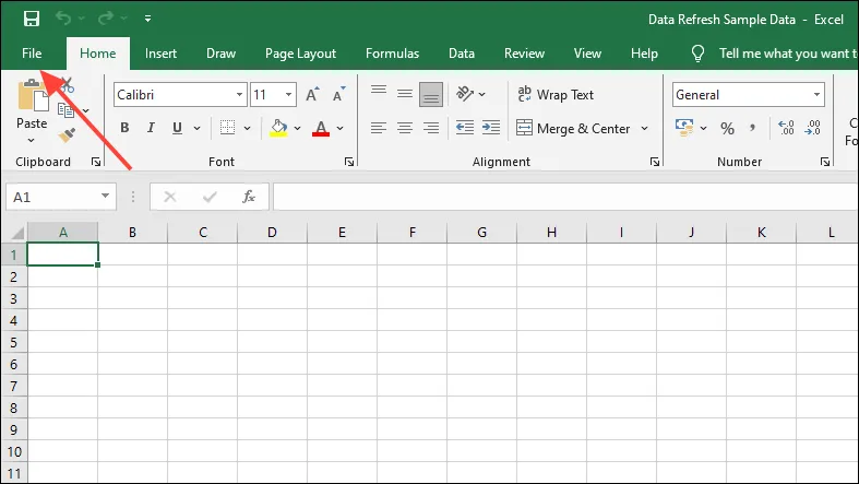 Excel のファイル メニュー