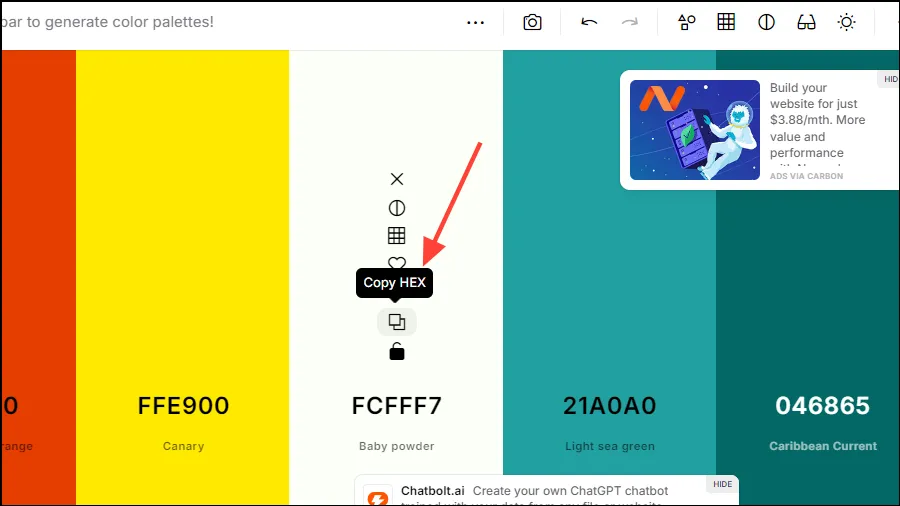 Copiar código hexadecimal