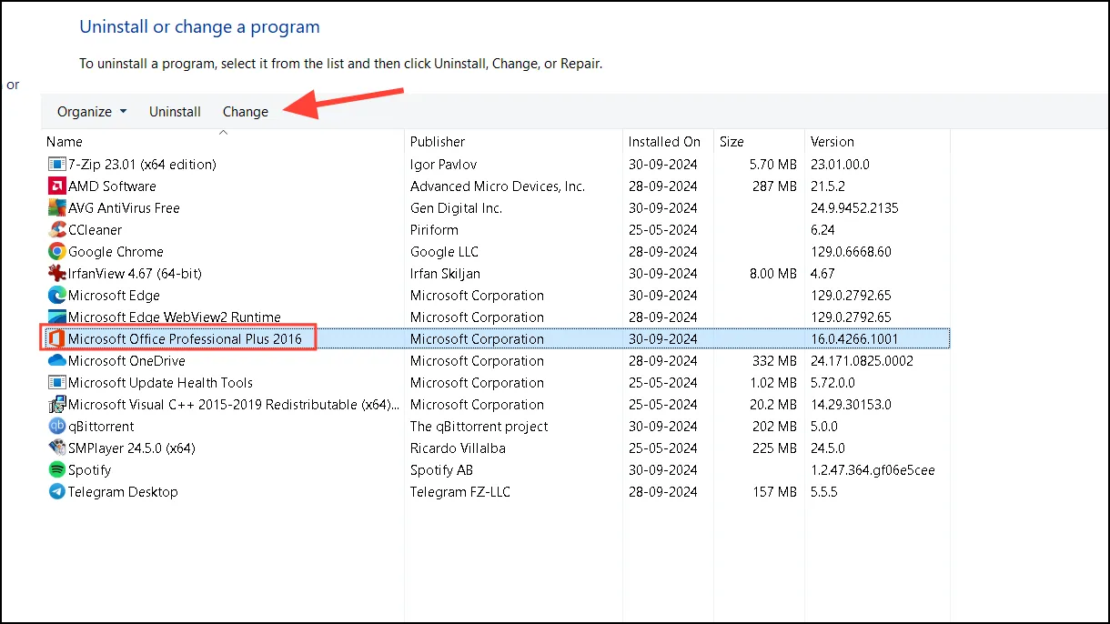 Pakeiskite „Microsoft Office“.