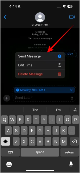 Modification de la date et de l'heure dans les messages envoyés ultérieurement