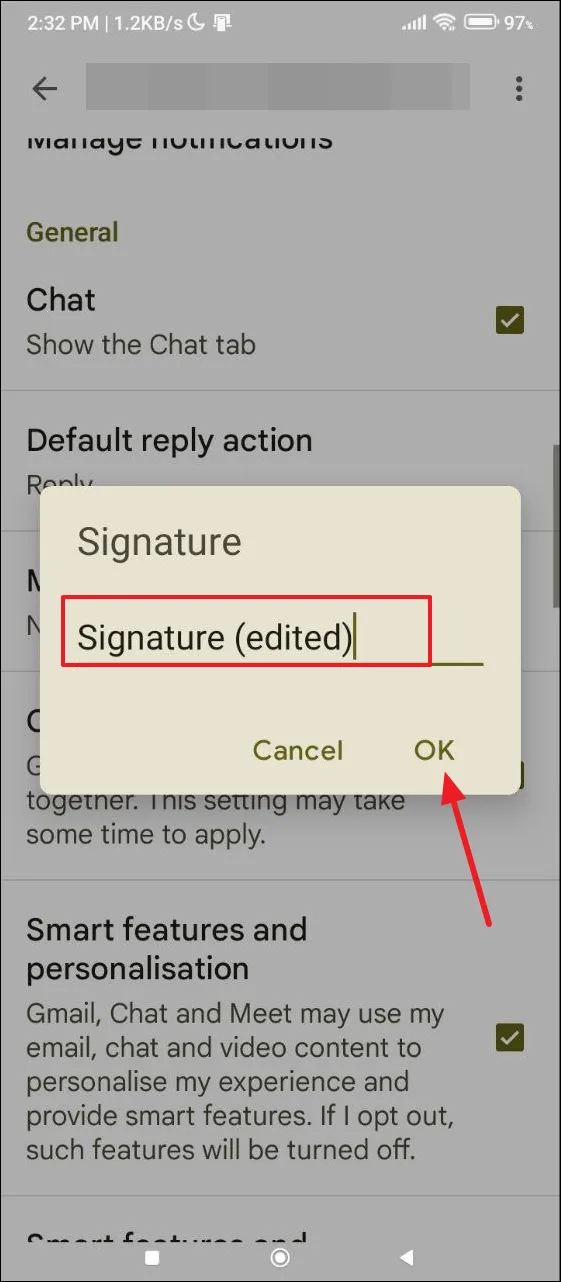 Changer la signature sur Android