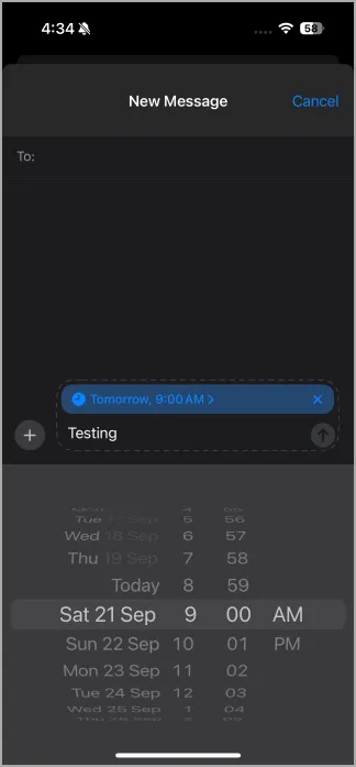 Réglage de l'heure et de la date pour l'envoi ultérieur sur iPhone