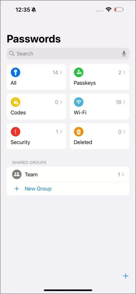 Groupes partagés dans l'application Apple Passwords