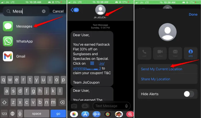 use imessage para compartilhar localização