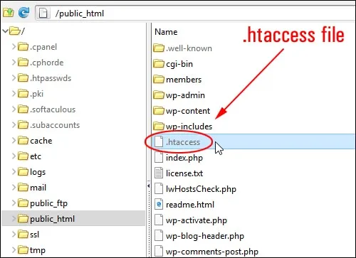 Ispezione del file .htaccess