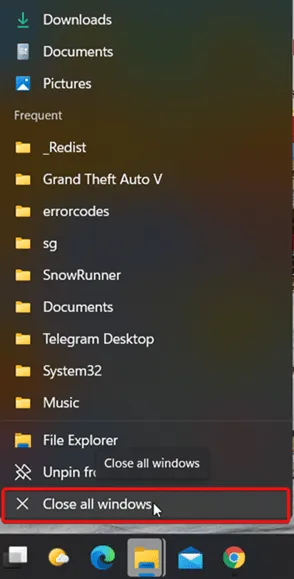 Aizveriet Windows File Explorer