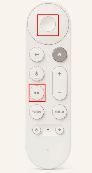 Comment réinitialiser la télécommande Google TV - Appuyez sur le bouton Sélectionner et couper le son