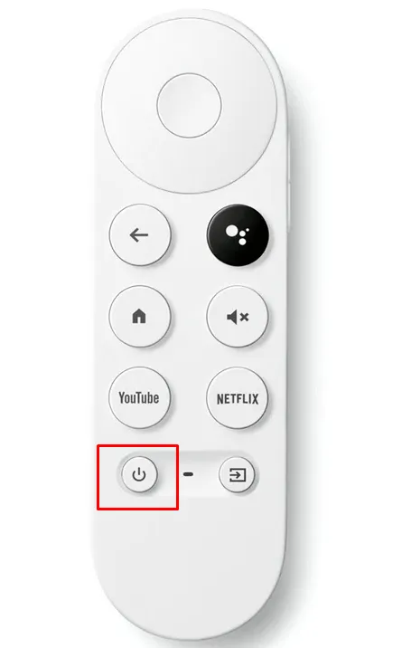 Jak resetovat dálkové ovládání Google TV - Klepněte na tlačítko napájení