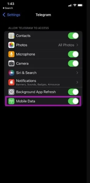 Impostazioni dati mobili su iPhone