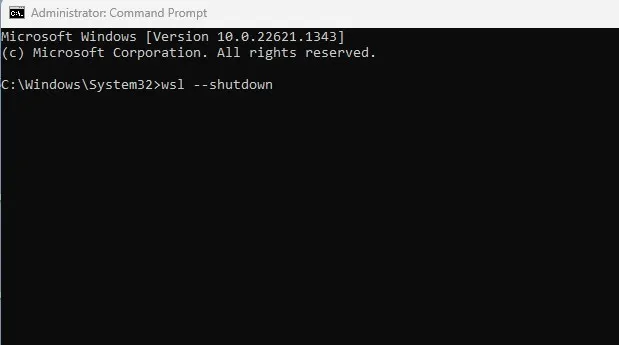 wsl --shutdown