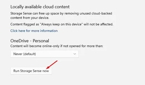 Запустите Storage Sense сейчас