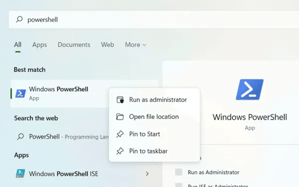 管理者として実行 PowerShell