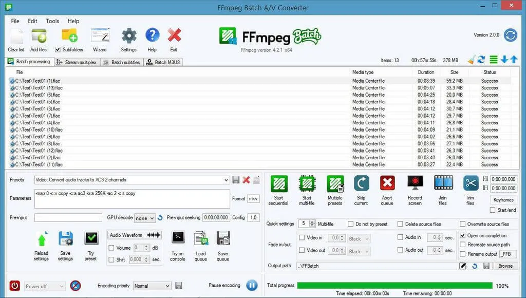 преобразование звука ffmpeg