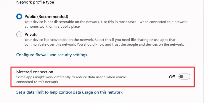 従量制接続を無効にしてインターネット速度を上げる