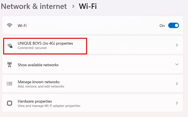 patikrinkite Wi-Fi signalo stiprumą