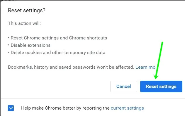 Chromeのデフォルト設定にリセット