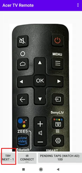 Приложение Acer TV Remote — нажмите «Попробовать далее» 1