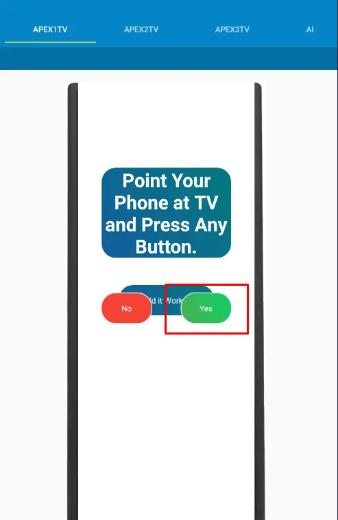 Apex TVリモートアプリ - はいをタップ