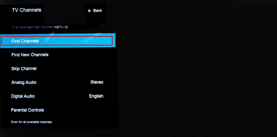 Как сканировать каналы на телевизоре Vizio без пульта дистанционного управления — нажмите «Найти каналы»