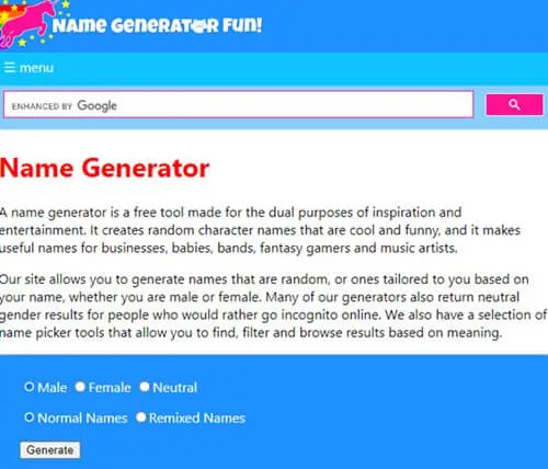 Naamgenerator Plezier