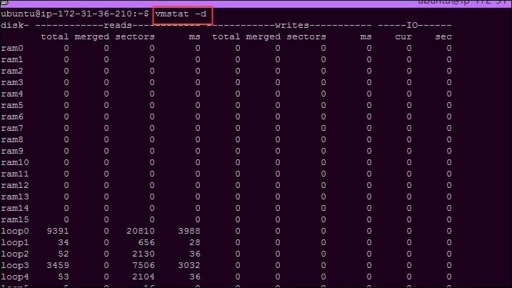 интерфейс команды vmstat