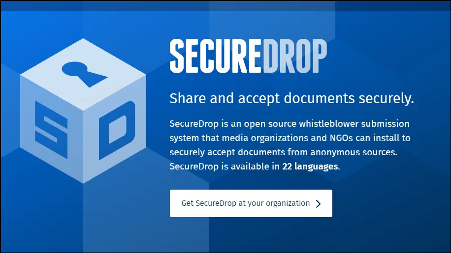 Интерфейс SecureDrop