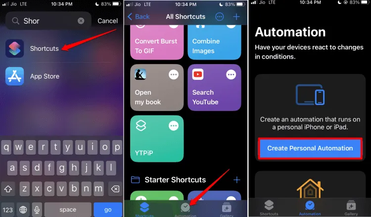 Starten Sie die Shortcuts-App auf dem iPhone